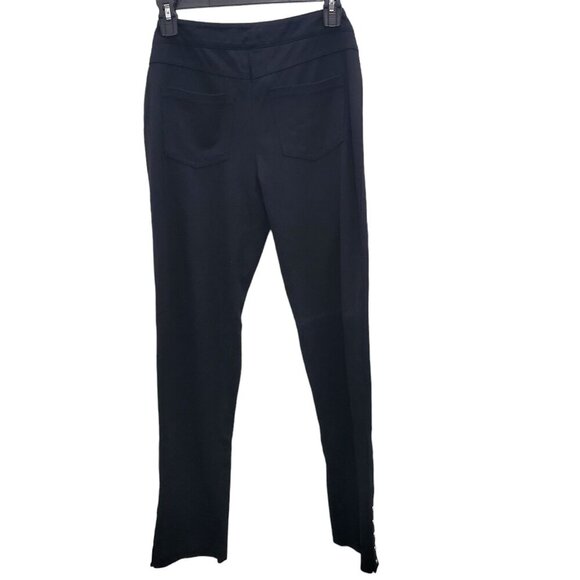 White House Black Market Black Stretch Knit Side‎ Zip Ankle Button Dress Pants 0 - Picture 8 of 8